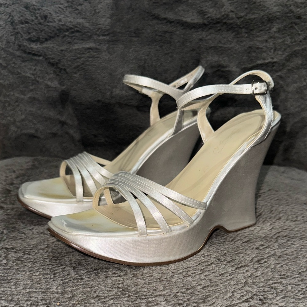 White satin bridal heel size 8